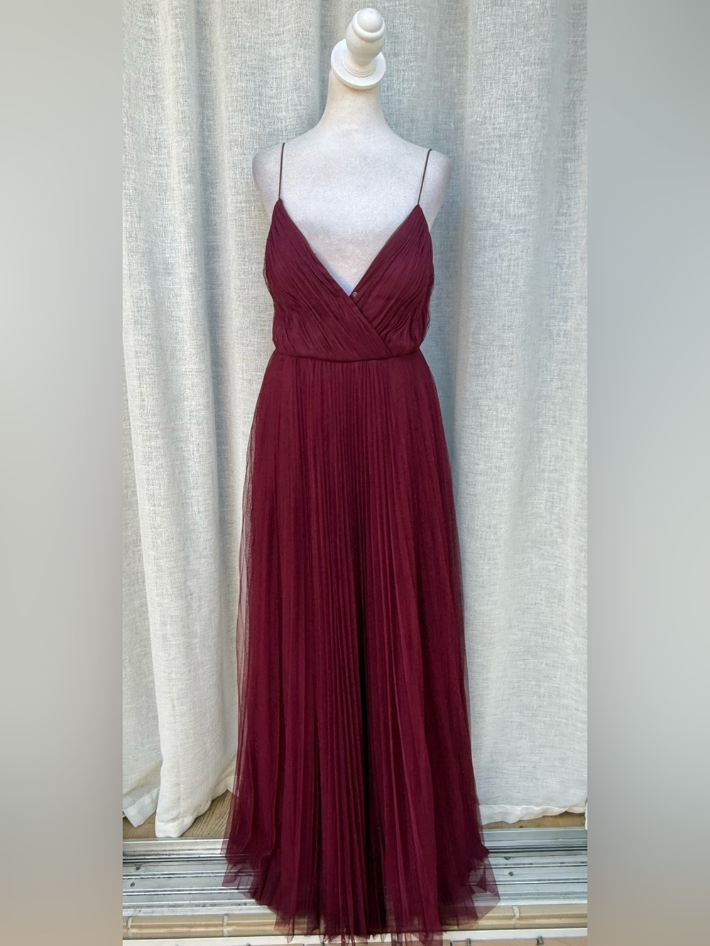 ASOS burgundy pleated maxi dress gown